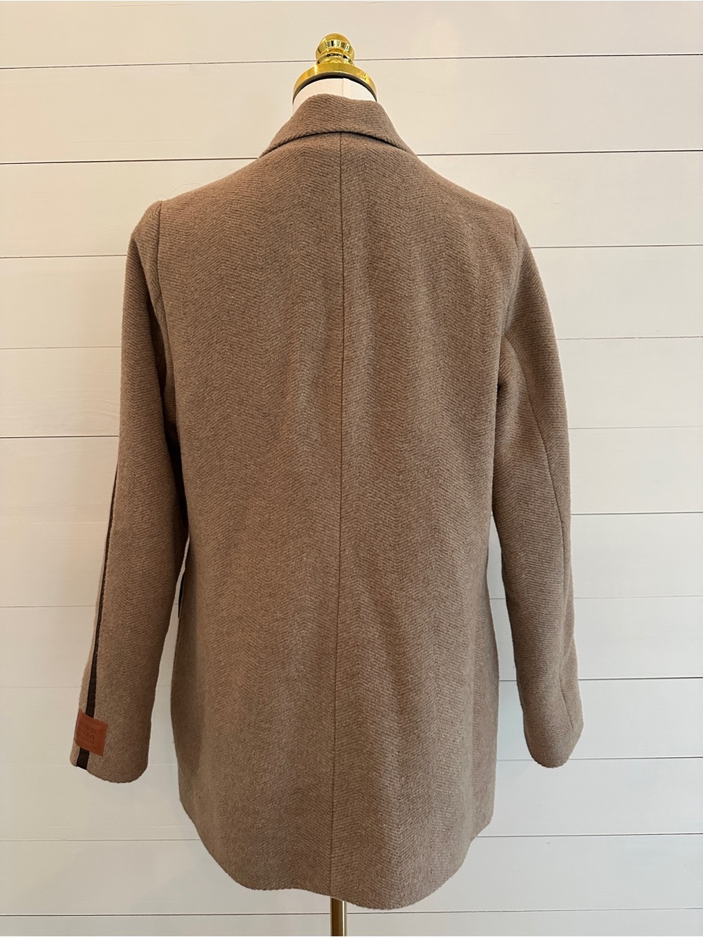 Scotch & Soda Taupe Removable Hood Double-Breasted Coat - Picture 9 of 13